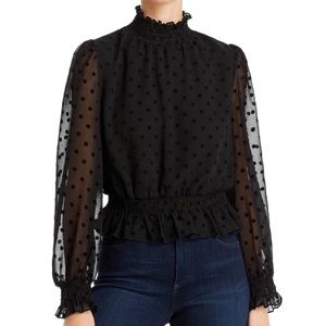 Lucy Paris sheer mock neck blouse